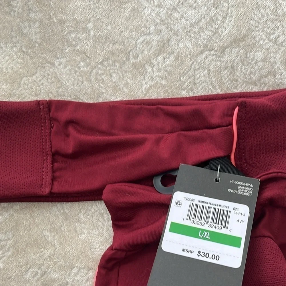 Brand New Under Armour Maroon Fleece Headband Earband & Mittens Set Running